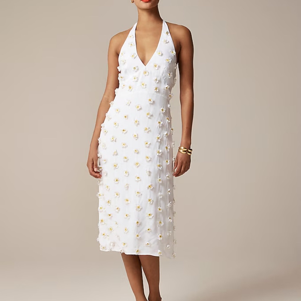 J. Crew White Floral Midi Dress